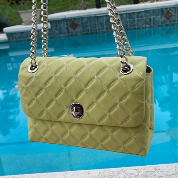 Kate Spade Natalia Smooth Leather Medium Flap Shoulder Bag Frosty Lime - Picture 1 of 16